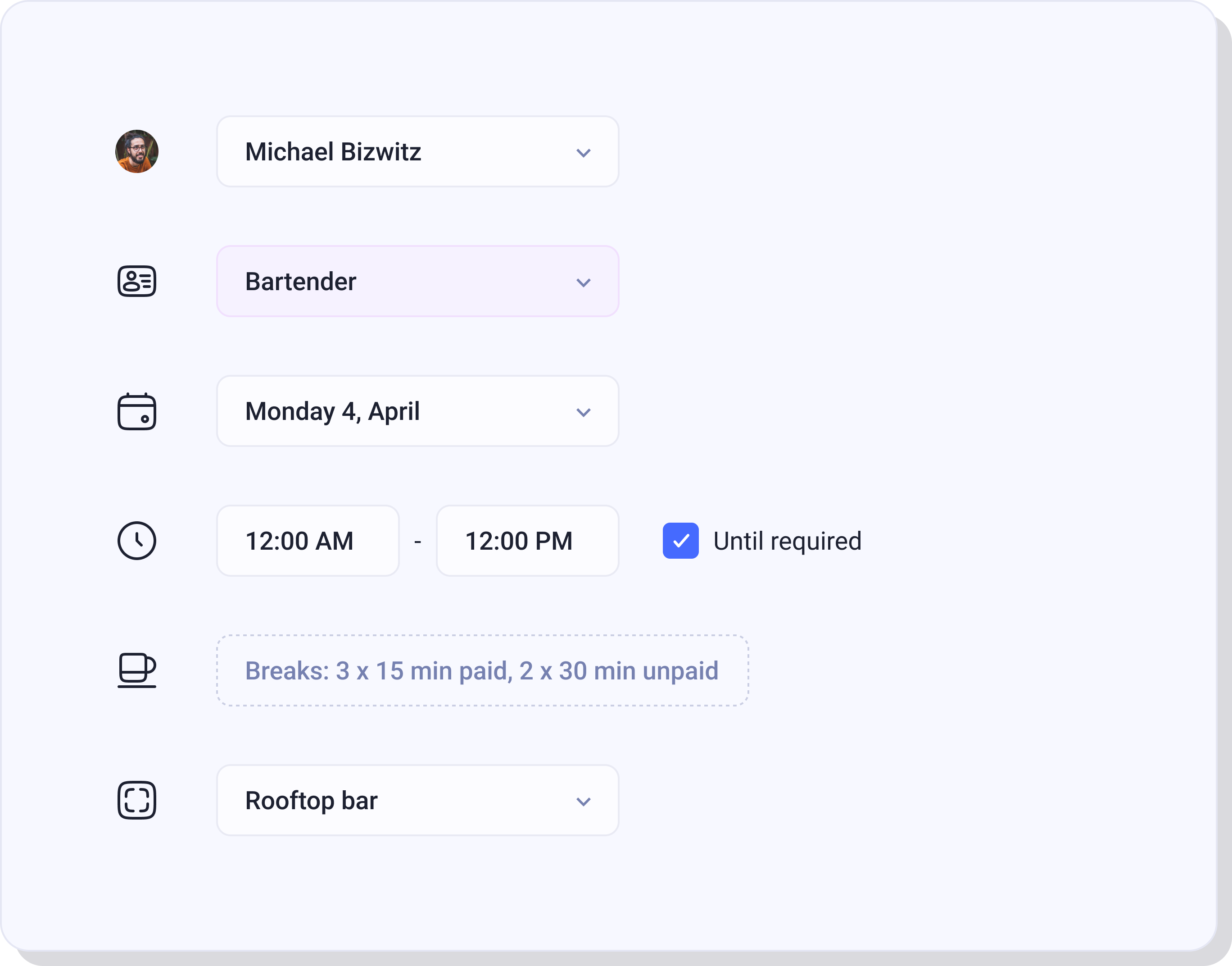 Create and publish schedules workflow form