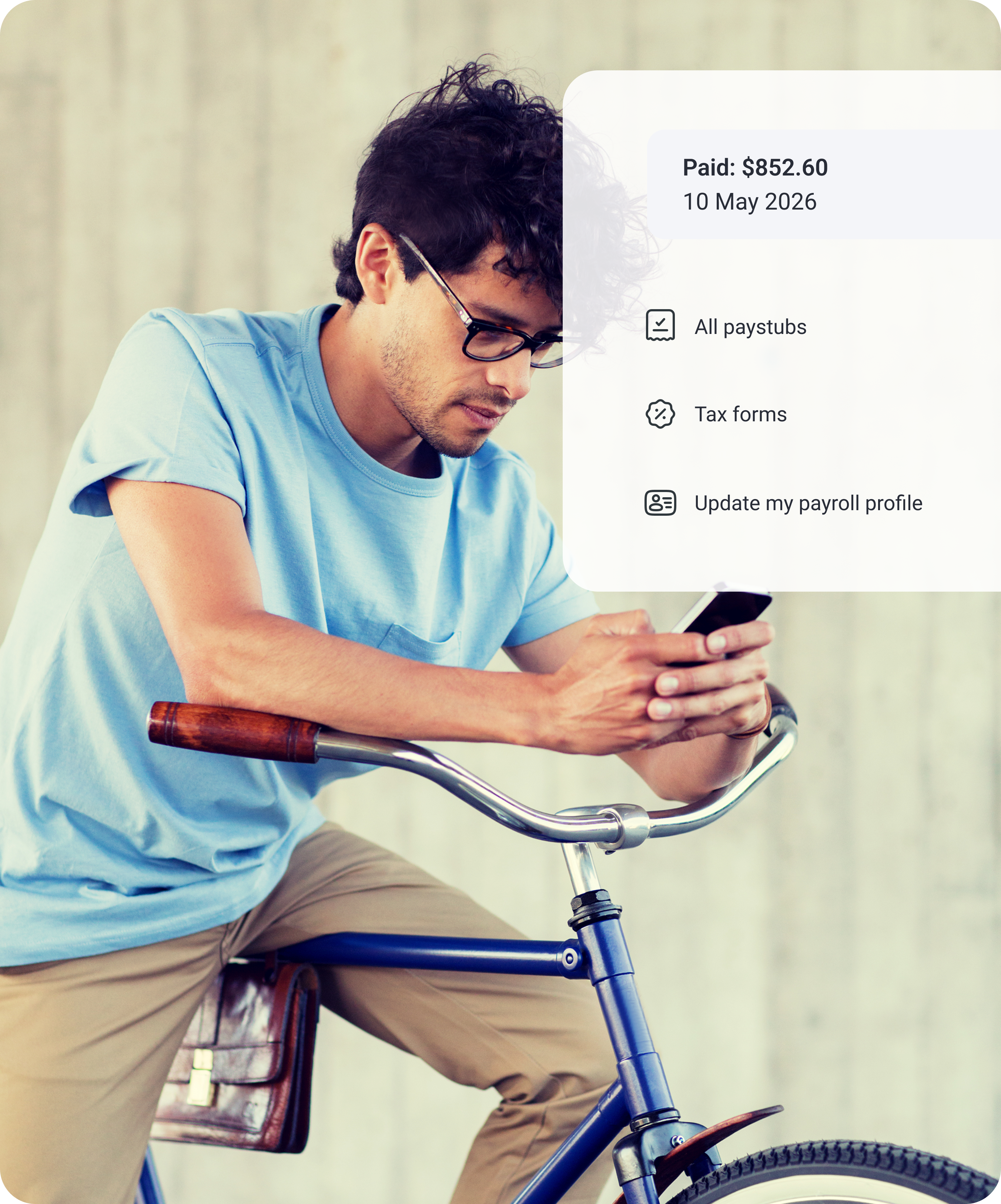 Employee checking payroll details on a phone