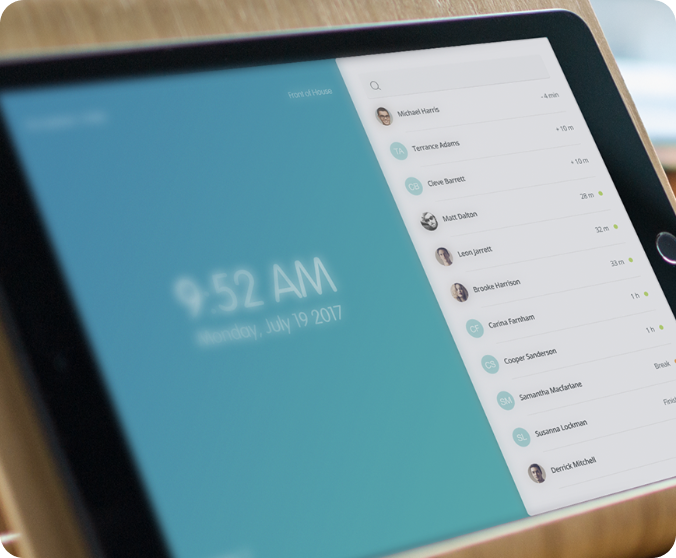 Dedicated kiosk app displayed on tablet.